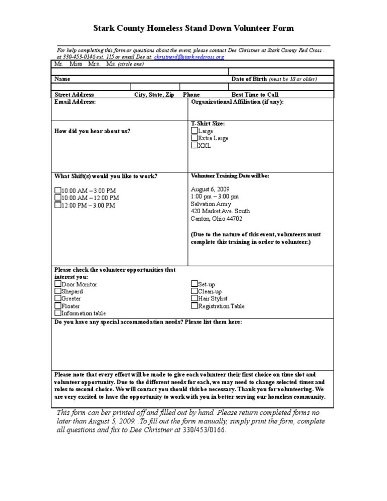 Volunteer Form | PDF | Business