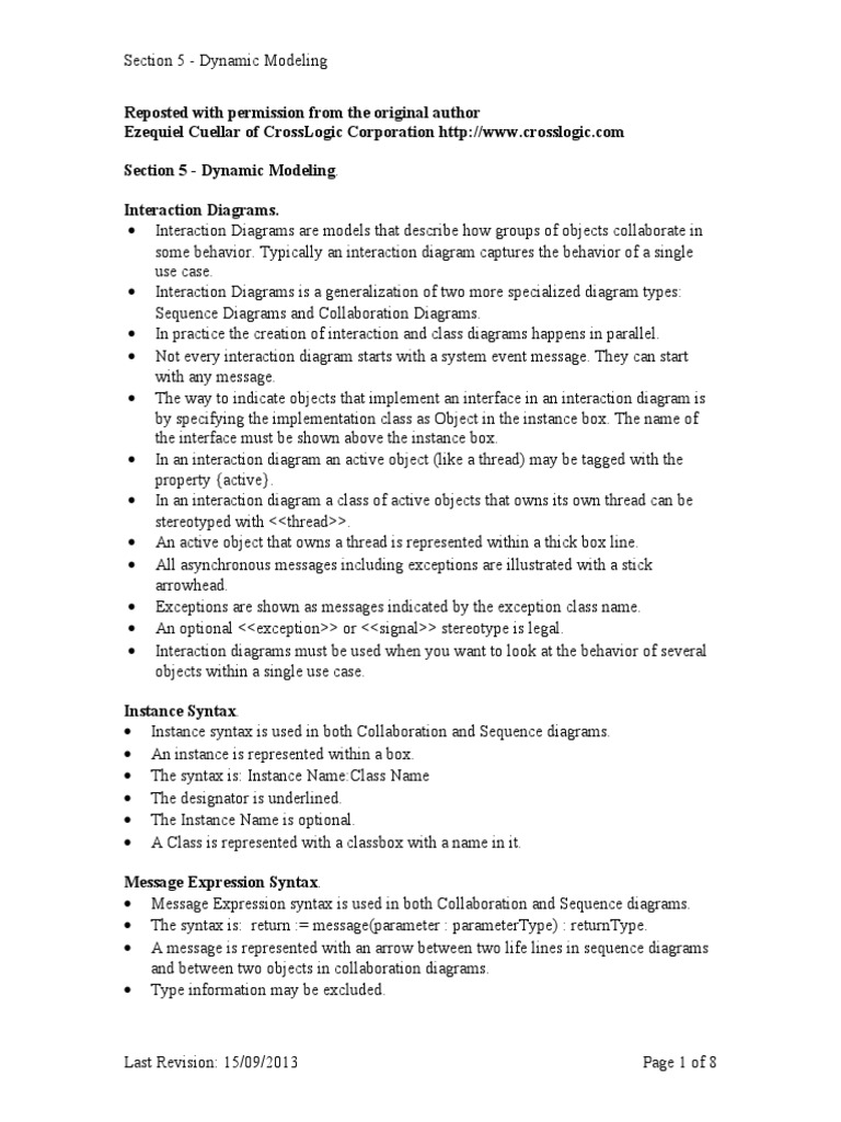 Dynamic Modeling with Interaction Diagrams | PDF | Use Case | Computer ...