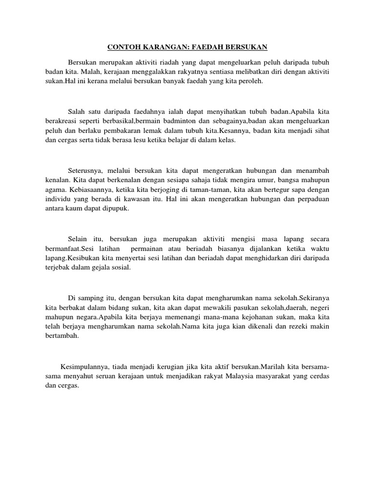 Faedah Bersukan Rumusan Pdf