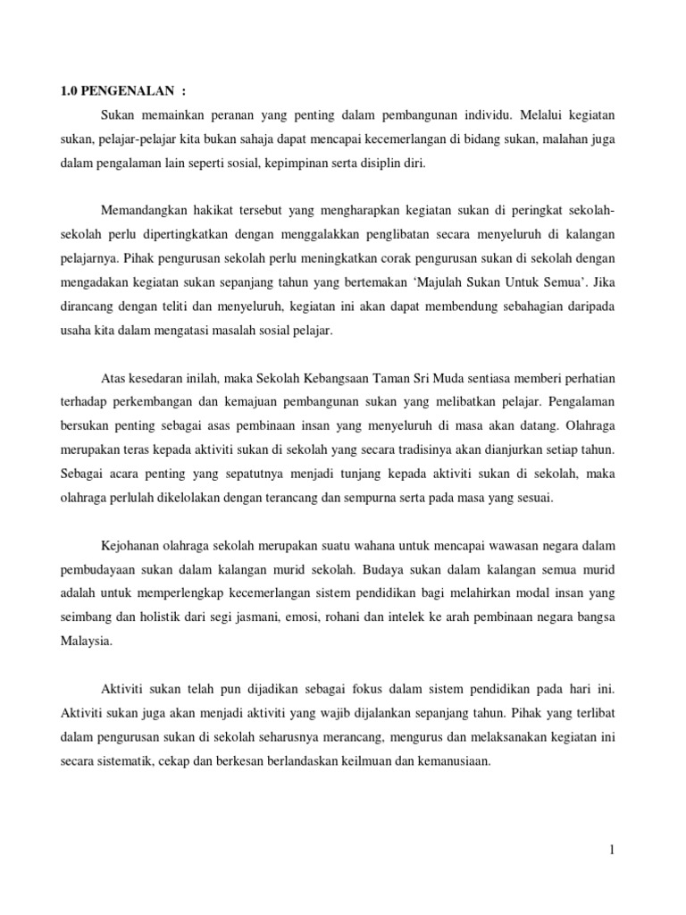 Kertas Kerja Kejohanan Sukan Tahunan Pdf