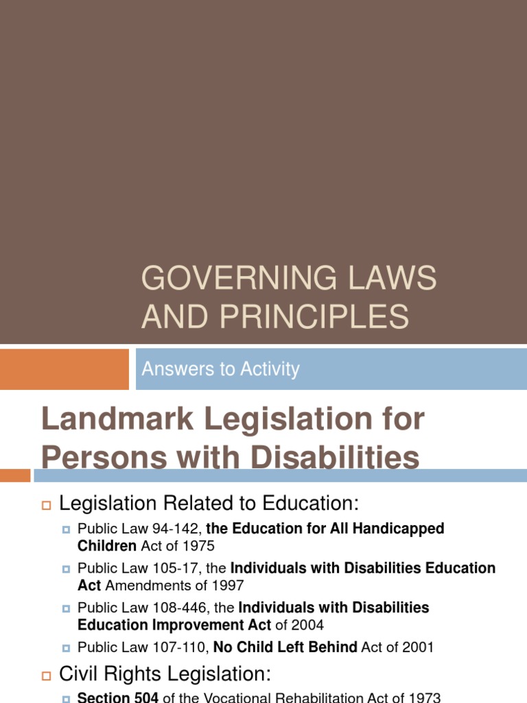 Landmark Legislation for Disabilities | PDF | Individualized Education ...