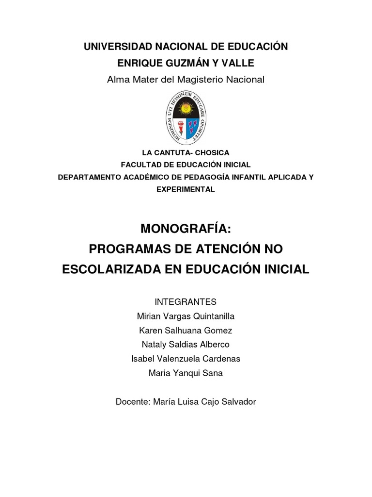 Monografia Origial Inicial | PDF | Jardín de infancia | Adultos