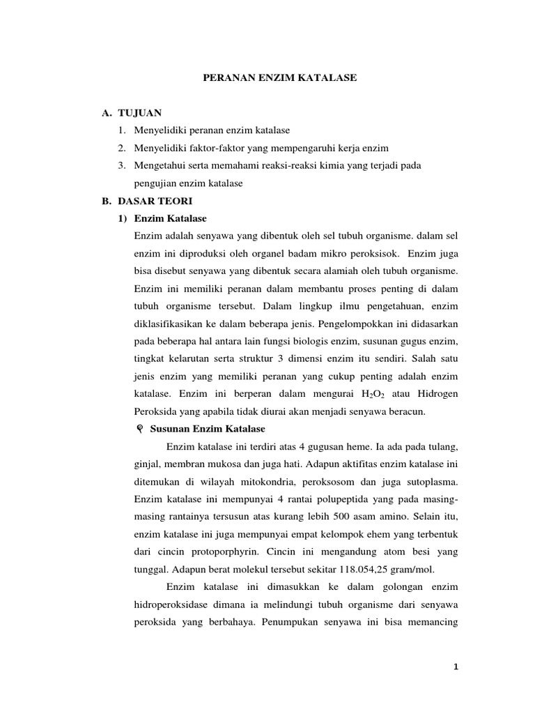 Peranan Enzim Katalase