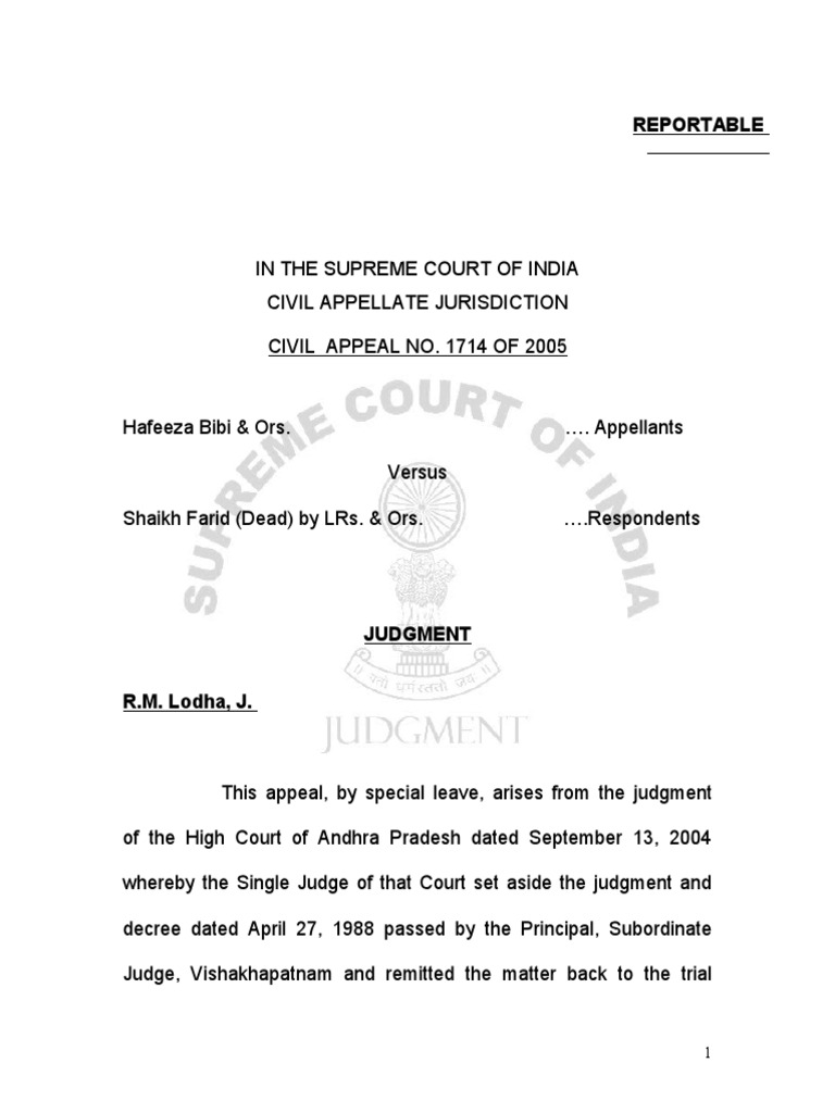 Hafeeza Bibi vs. Shaikh Farid Appeal | PDF | Deed | Lawsuit