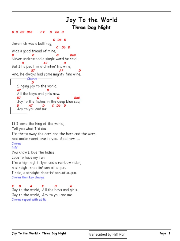 Joy To The World Chords Musical Compositions Music Theory
