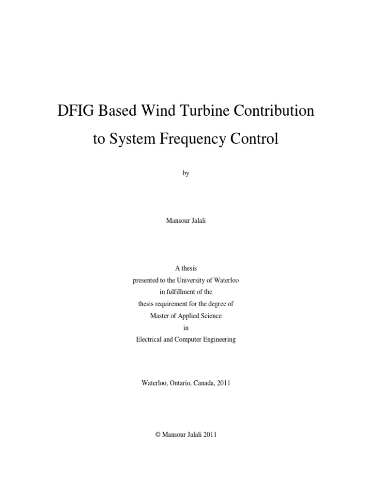 DFIG Based Wind Turbine Contribution To System Frequency Control | PDF