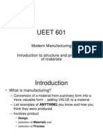 UEET 601: Modern Manufacturing Introduction To Structure and Properties of Materials