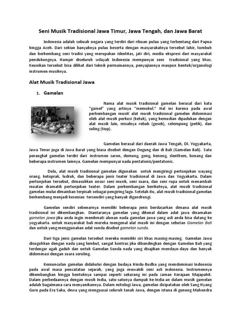 Seni Musik Tradisional Jawa Timur
