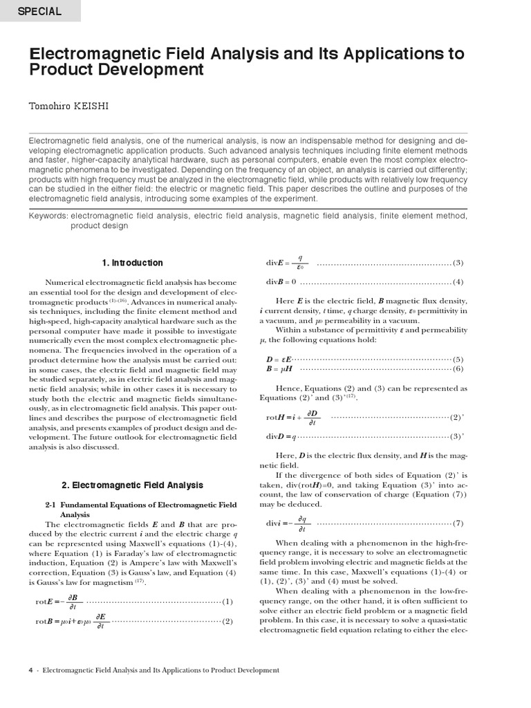 Electromagnetic Field Analysis and Its Applications To Product ...