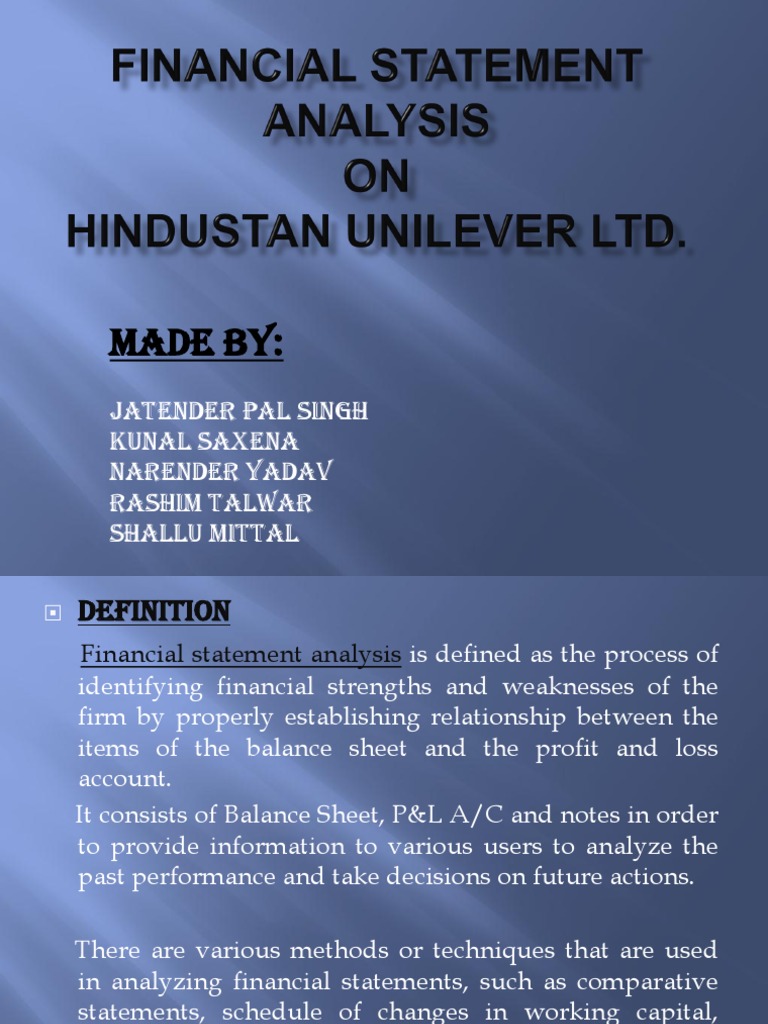 HUL Financial Statement Analysis 2010-2011 | PDF | Profit (Accounting ...
