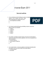 Entrance Exam 2011: Internal Medicine