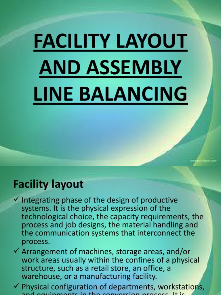 Facility Layout and Assembly Line Balancing PDF Employment Production And Manufacturing