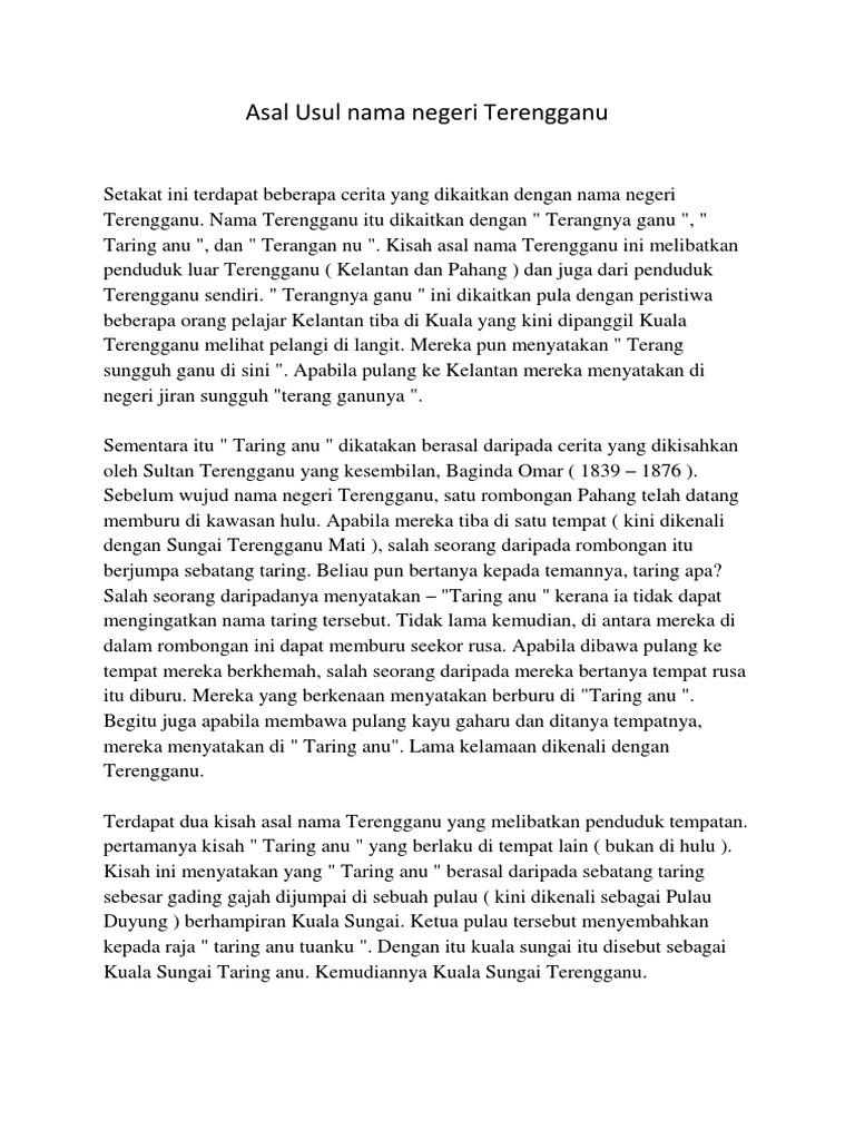 Asal Usul Nama Negeri Terengganu  PDF