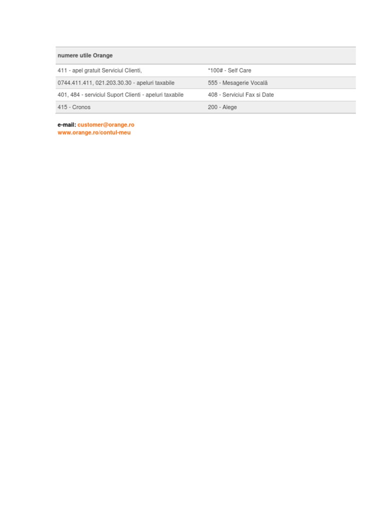 Numere Utile Orange | PDF