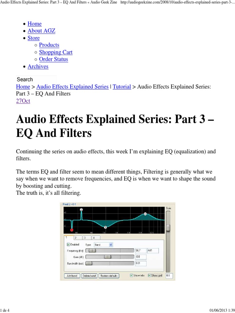 EQ and Filters: Audio Effects Guide | PDF | Equalization (Audio ...