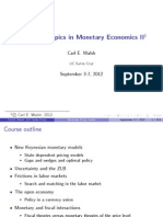 Advanced Topics in Monetary Economics II