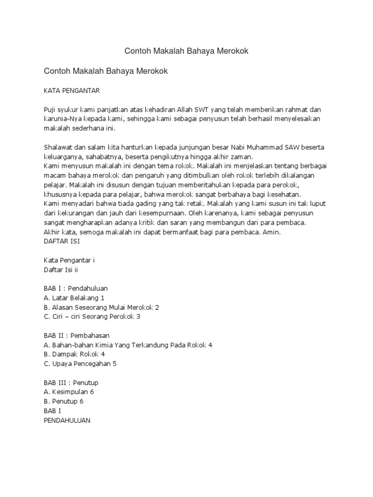 Contoh Makalah Bahaya Merokok