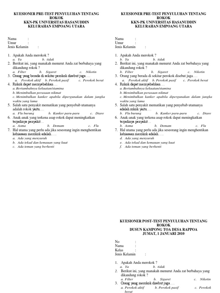 Kuesioner Rokok Dan Sampah