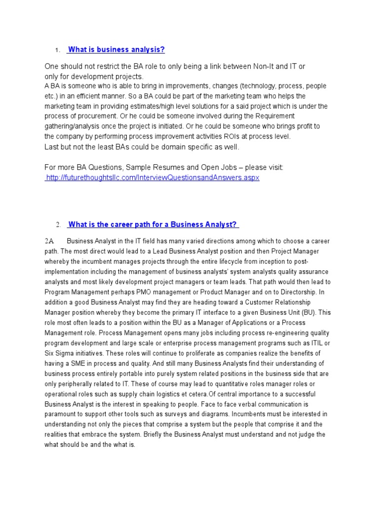 39410526 Business Analyst Interview Questions With Answers New Use