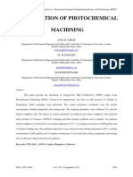 Optimization of photochemical machining