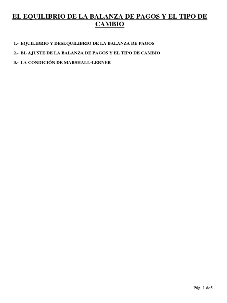 Ajuste de la Balanza de Pagos y Cambio | PDF | Tipo de cambio | Balance ...