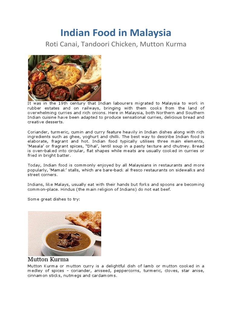 Indian Food in Malaysia | PDF | Indian Cuisine | Curry