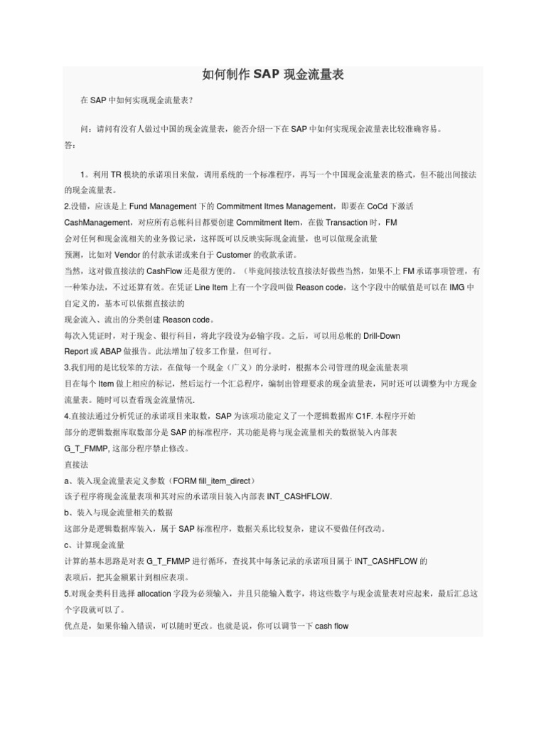 如何制作SAP现金流量表| PDF