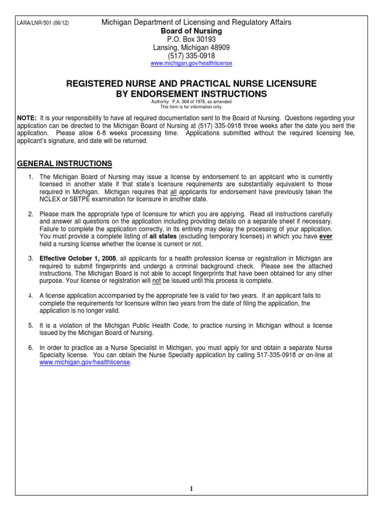 Registered Nurse and Practical Norse Licensure by Endorsement