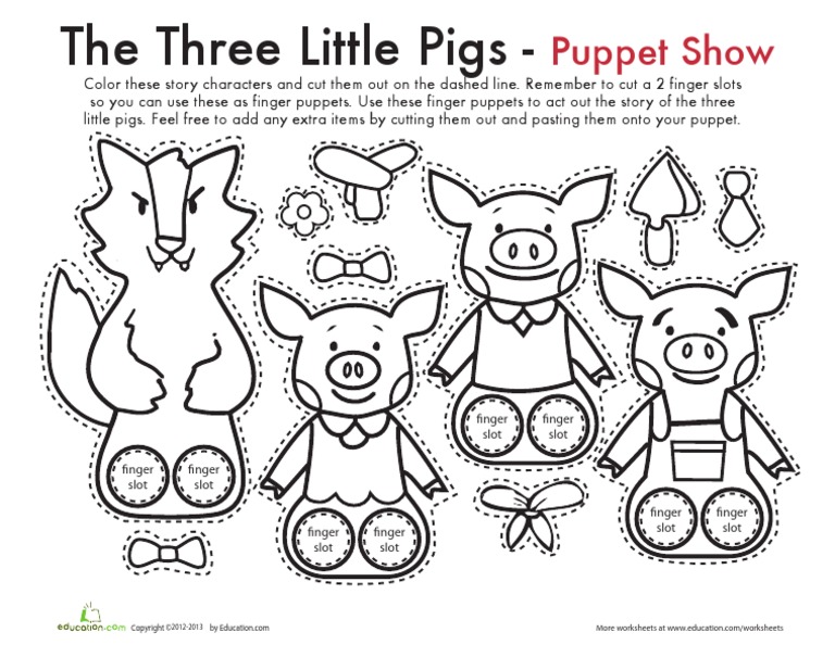 Three Little Pigs Finger Puppets Printable Free