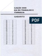 Gabarito - Processo Seletivo 2008 - Tecnicos Subsequentes