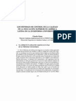 Los sistemas de control de la calidad de la educacion superior en America Latina en la III Refoema Universitaria