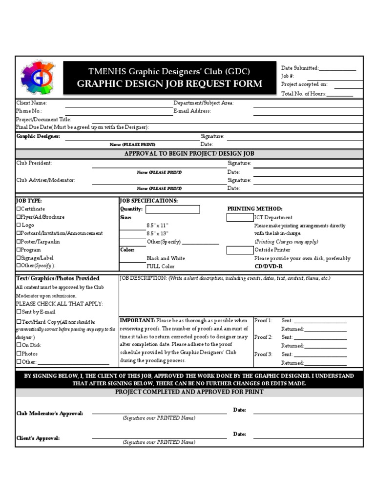 Graphic Design Job Order Form gdc