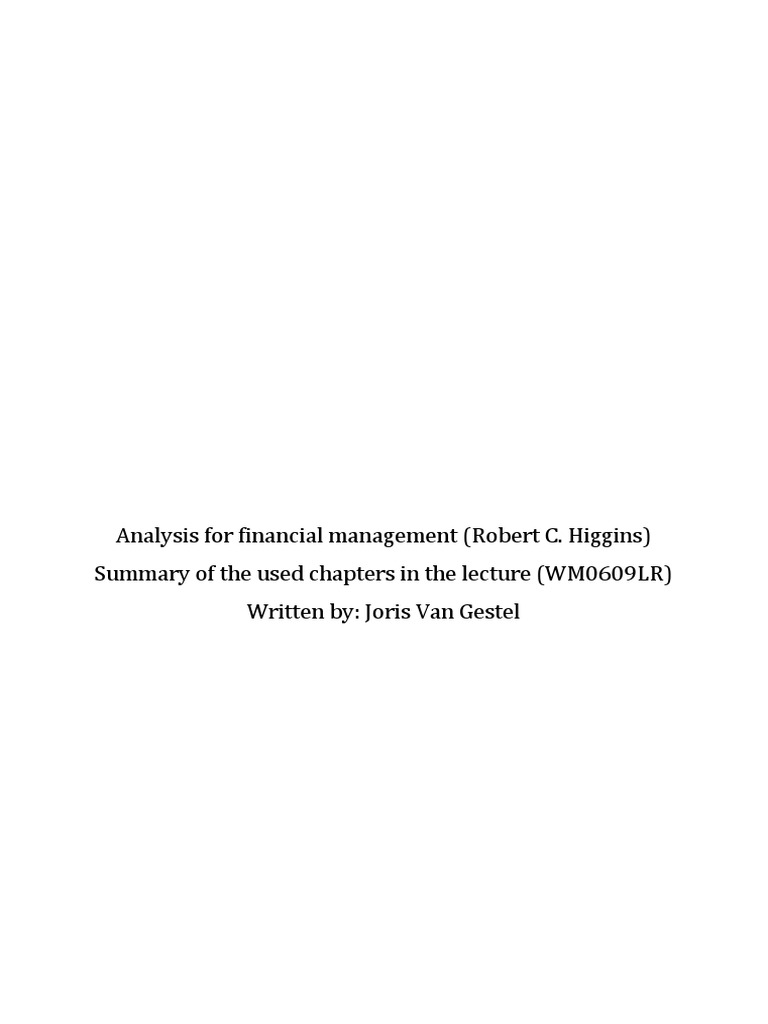 Higgin Book Summary Analysis For Finacial Management Bonds Finance Stocks