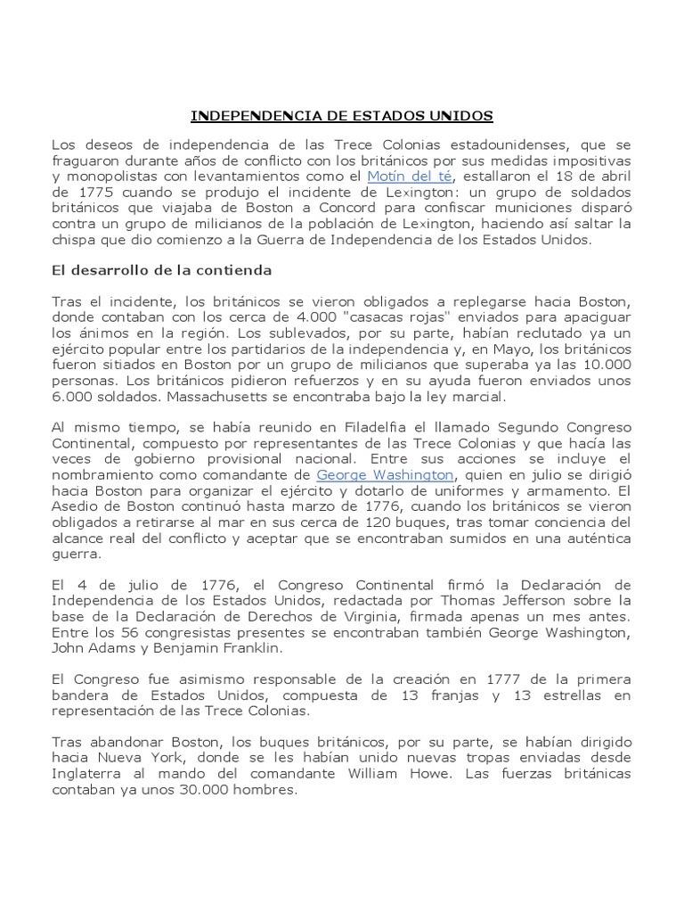 Independencia de Estados Unidos | PDF | Declaración de independencia de ...