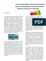 La Gerencia de Mercadeo y La Generacion de Nuevos Productos y Servicios Frente a La Actual Escasez de Productos y Servicios en Venezuela