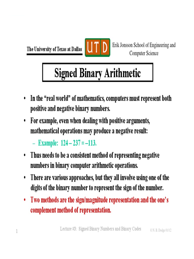 Signed binary arithmetic signed binary arithmetic example 124 237 113