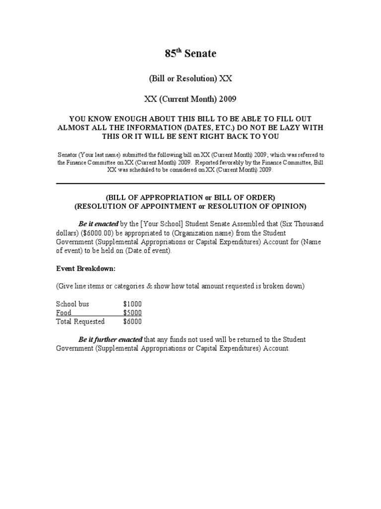 Bill and Resolution Template | PDF