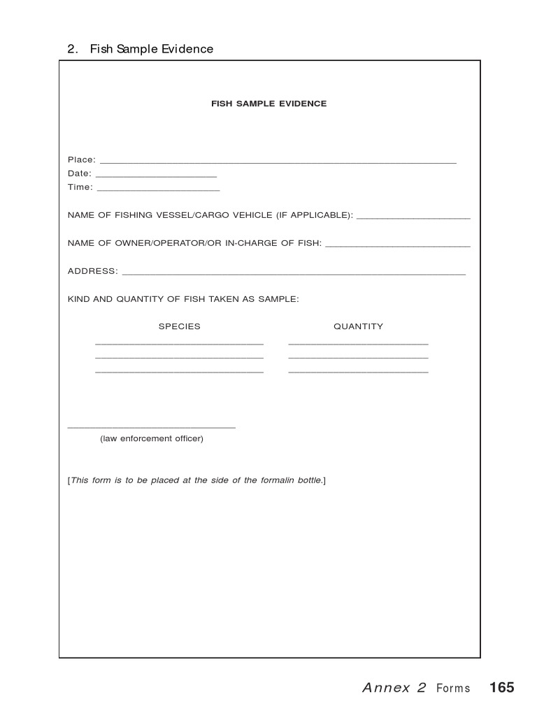 Fish Sample Evidence Collection Form | PDF | Law | Science & Mathematics