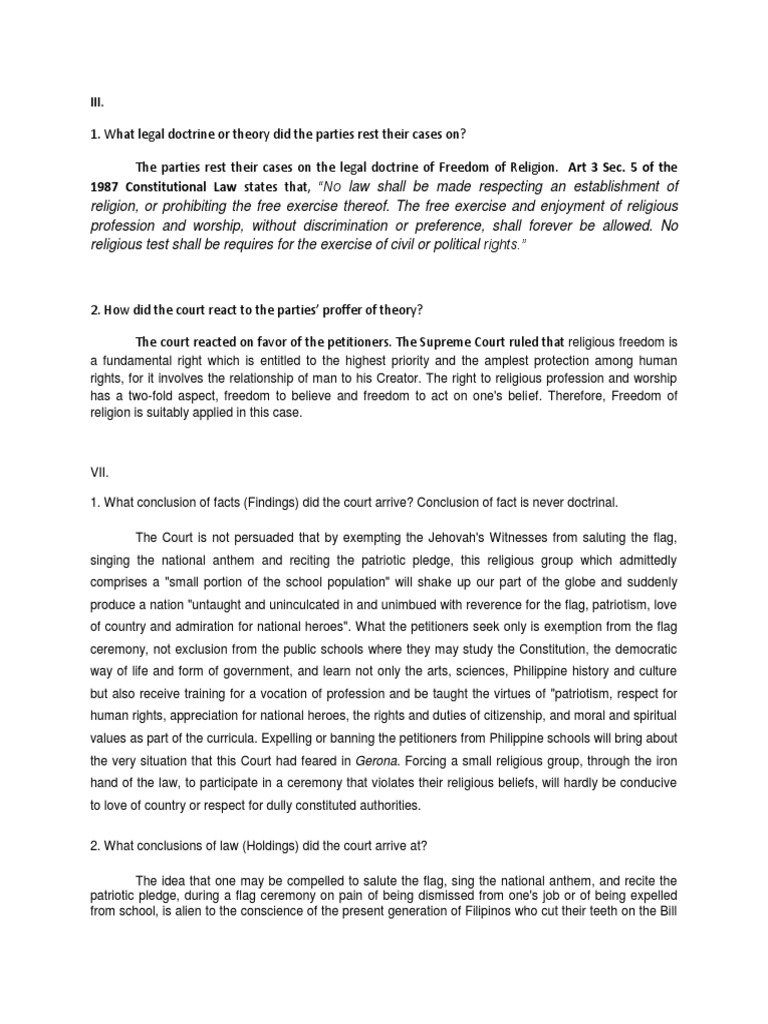 1987 Constitutional Law States That, "No Law Shall Be Made Respecting An Establishment of PDF