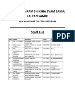 Staff List: Jagdish Sairam Shiksha Evam Samaj Kalyan Samiti