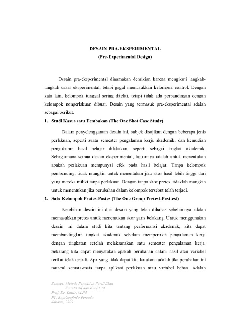 Desain Pra Eksperimental