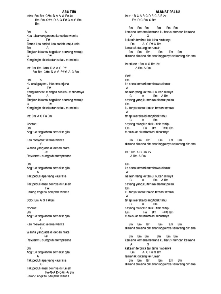 jika kau bercinta lagi chord Angela North