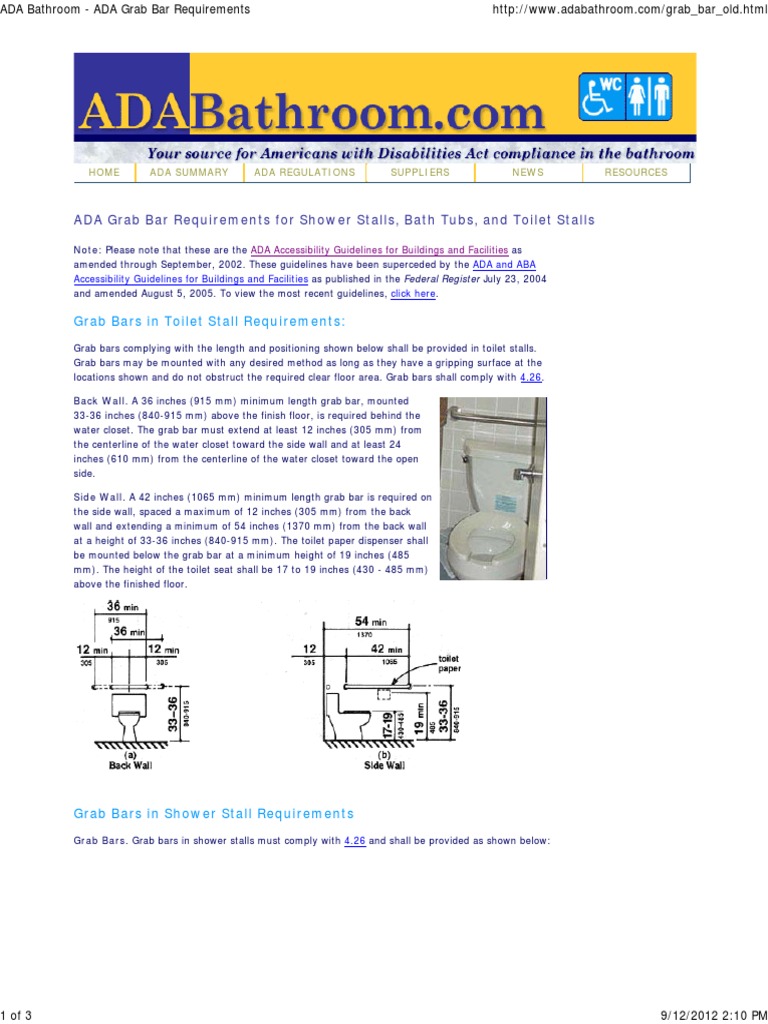 ADA Grab Bar Requirements | PDF | Americans With Disabilities Act Of ...