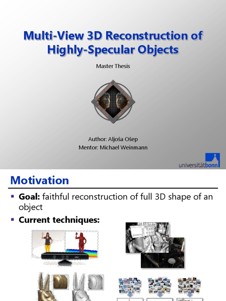 MultiView 3D Reconstruction of Specular Objects and Normal Field Integration PDF Image