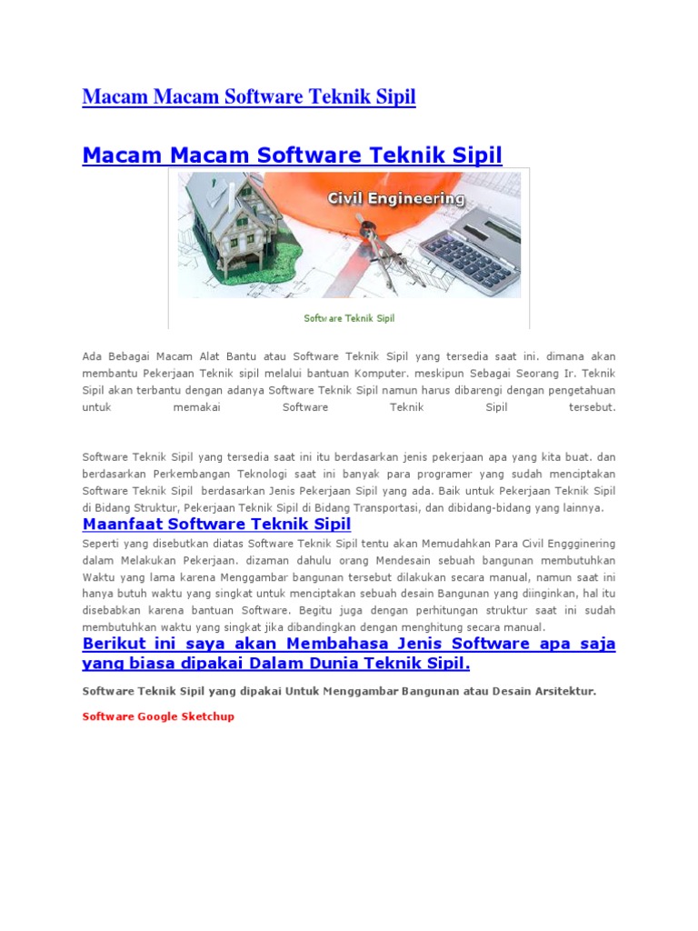 Macam  Macam  Software Teknik  Sipil   Macam  Macam  Software Teknik  Sipil