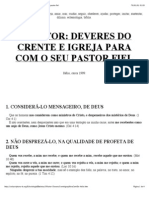O Pastor Deveres Do Crente e Da Igreja para Com o Seu Pastor Fiel PDF