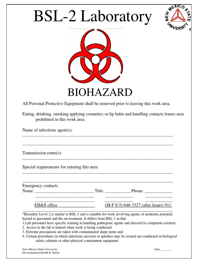 BSL-2 Laboratory Safety Guidelines | PDF | Technology & Engineering