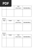 Section C Picture 1 Time People Verb (Past Tense) Who/What/Where