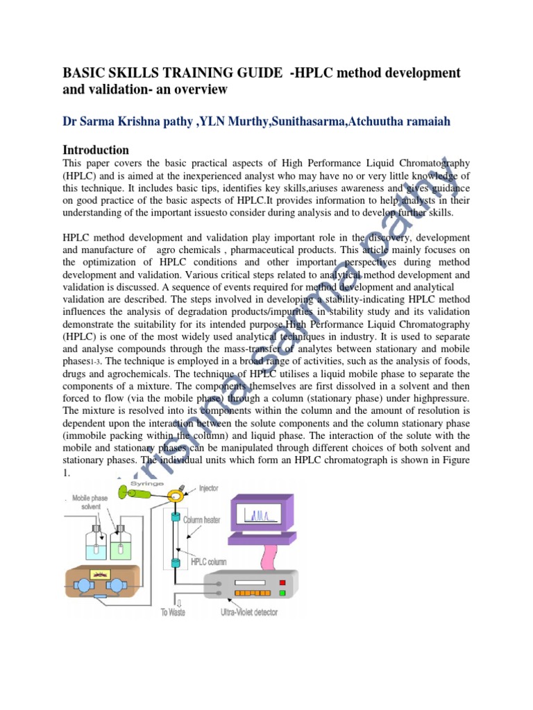 BASIC SKILLS TRAINING GUIDE HPLC Method Development and Validation