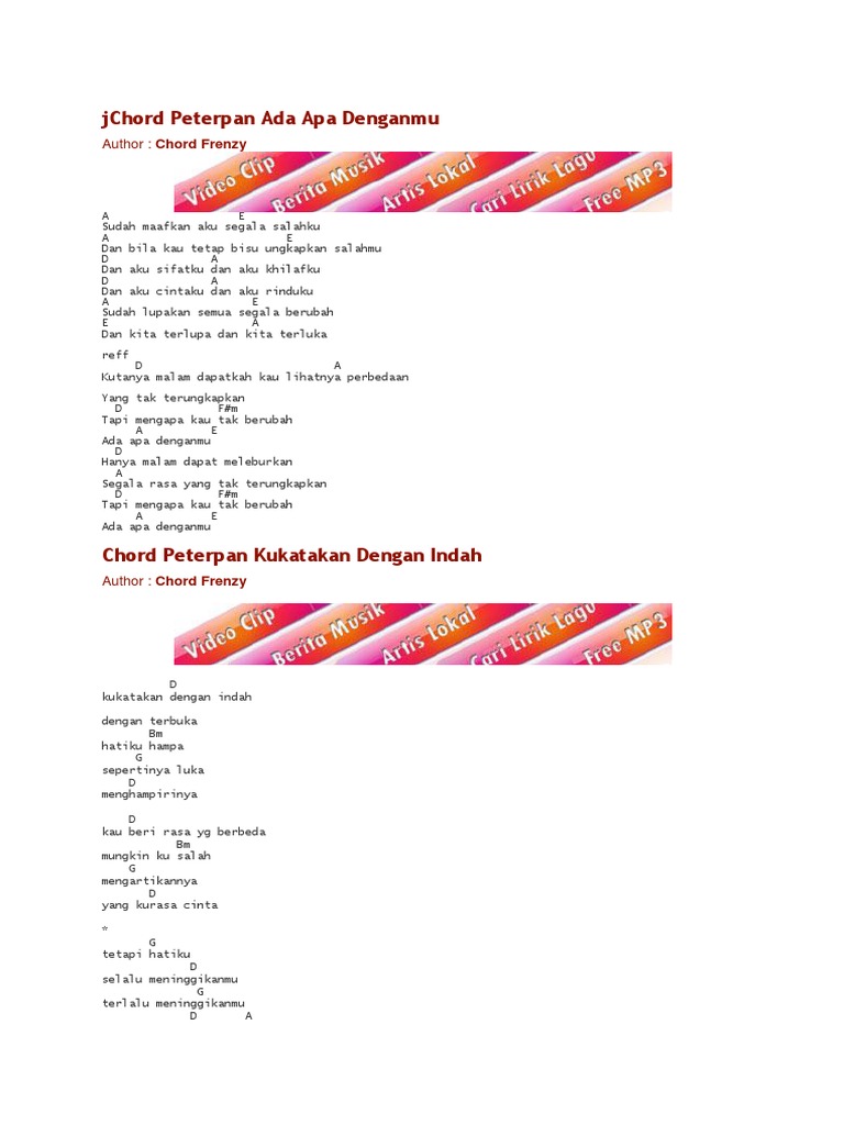 Chord Peterpan Ada Apa Denganmu As